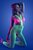 3pc Set - Bralette, G-string and Suspender Stockings - Neon Green