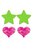 Nipple Stickers Star & Heart 2 pieces - Neon Green/Neon Pink