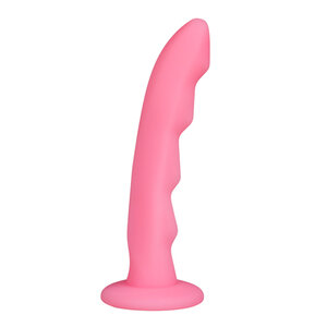 Gode à harnais avec sangle en silicone ondulé - Rose