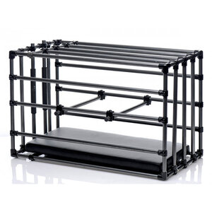 Cage BDSM en acier avec support rembourré Master Series Kennel