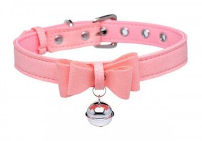 Golden Kitty Collar With Cat Bell - Pink