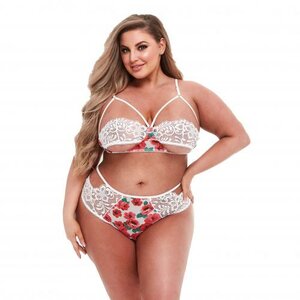 Baci - White Floral &amp; Lace High Waist Bra Set - Curvy