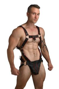 Heathen Harness S/M - Black/Red