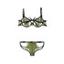 Bra Set With Open Cups - Black/Green_