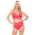 3-teiliges Strumpfhalter-Set aus Spitze - Pink_