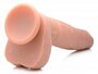 Vibrierender und stoßender XL-Dildo mit Saugnapf und Hoden - Beige_