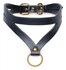 Bondage Baddie Collar With O-ring - Black/Gold_