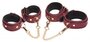 6-Piece BDSM Suede Cuff Set With Collar And Strap - Burgandy_