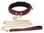 6-teiliges BDSM-Wildleder-Fessel-Set mit Halsband und Riemen - Burgandy_