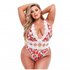 Baci - White Floral &amp; Lace Thong Bodysuit - Curvy_