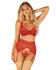 Lonesia Ensemble avec soutien-gorge en dentelle et jupe sexy - Rouge_