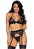 True Romance BH-Top, Strumpfband & G-String Set - Schwarz_