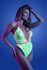 SPOTLIGHT - Body van Elastisch Kant met Drukknoopsluiting - Neon Groen_