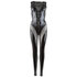 Catsuit mit Netzmaterial und Wetlook_